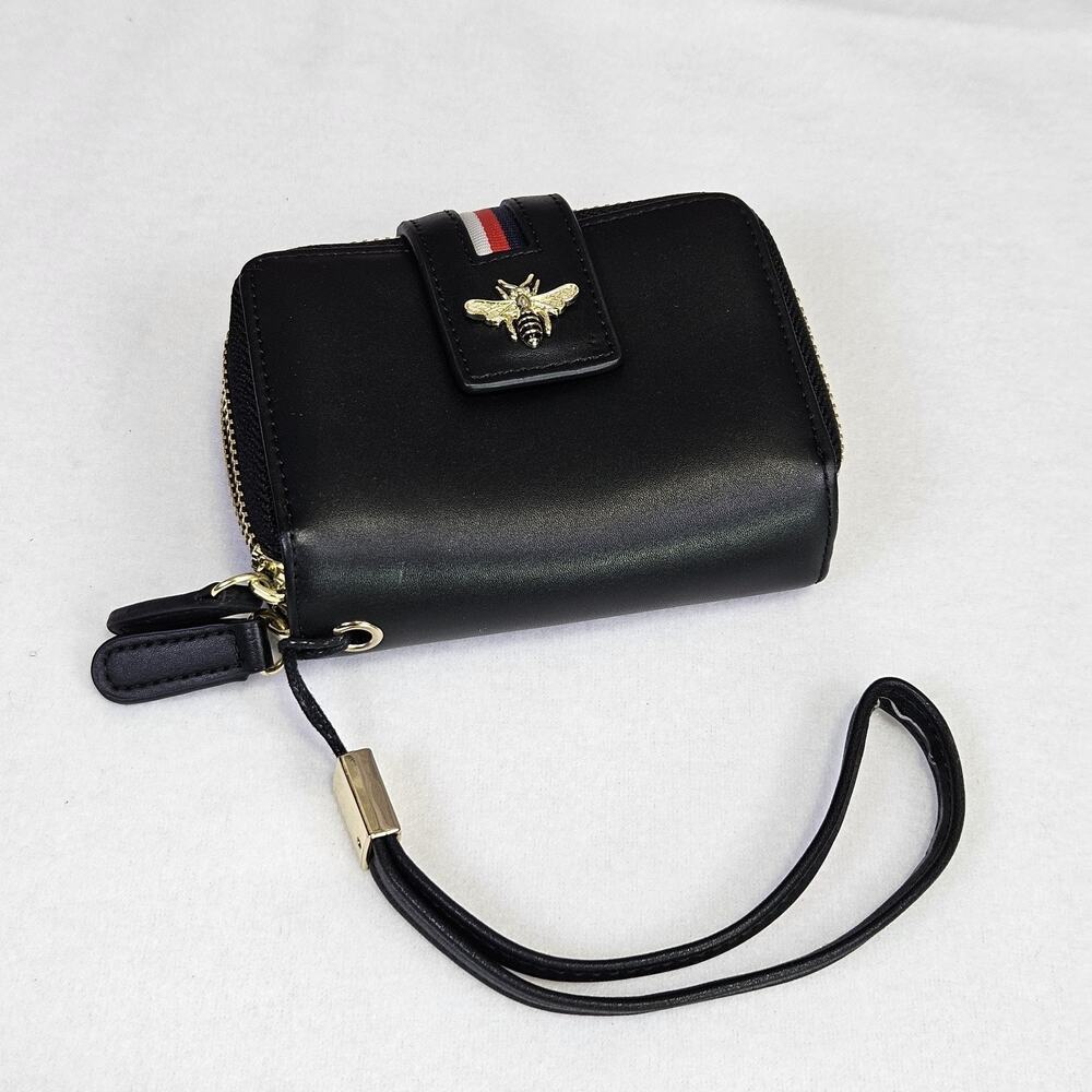 Women Bee Wallet Black Pomelo Best Gold Zip Around Wrist Strap Faux Leather RFID - Picture 3 of 16
